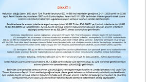Anonim ve Limited Şirketlerin Asgari Sermaye Tutarı Hk.